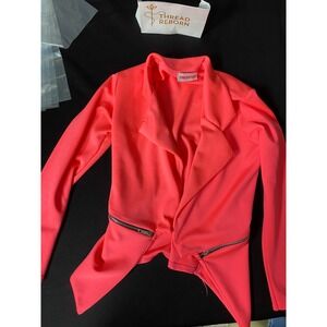 Pink Boutique Neon Blazer Jacket Zipper Waterfall‎ Collar Size 10